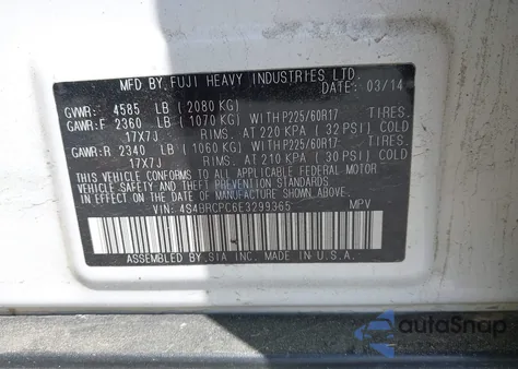 2014 Subaru Outback 2.5I Limited z USA, uszkodzony, nr VIN 4S4BRCPC6E3299365